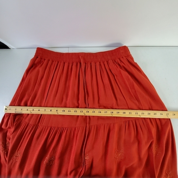 Embroidered Eyelet Maxi Skirt Size XL Rayon Stretch Waist Gypsy Boho Pull-on - Picture 7 of 11